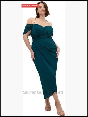 Plus Size Maxi Dress Off-Shoulder V-Neck Tulip Wrap Formal Evening Party